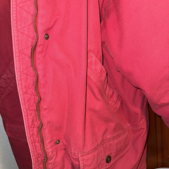 Vintage 90s Eddie Bauer Premium Goose Down Coat Mens Red W Brown Corduroy Collar - Picture 6 of 9
